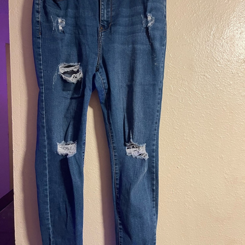 New! Fashion Nova Dark Blue Ripped Skinny Jeans